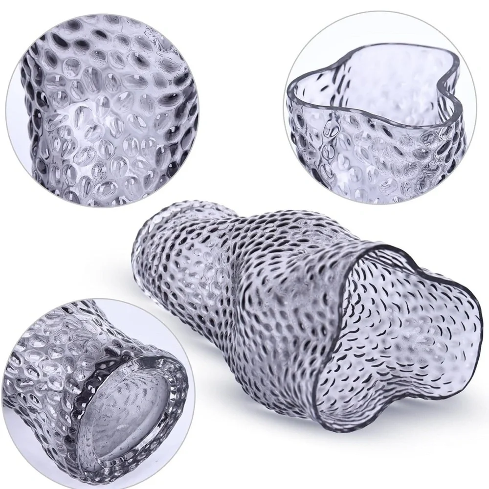 Grey Glass Vase, Modern Minimalist Flower Vase, Home Decoration (055)